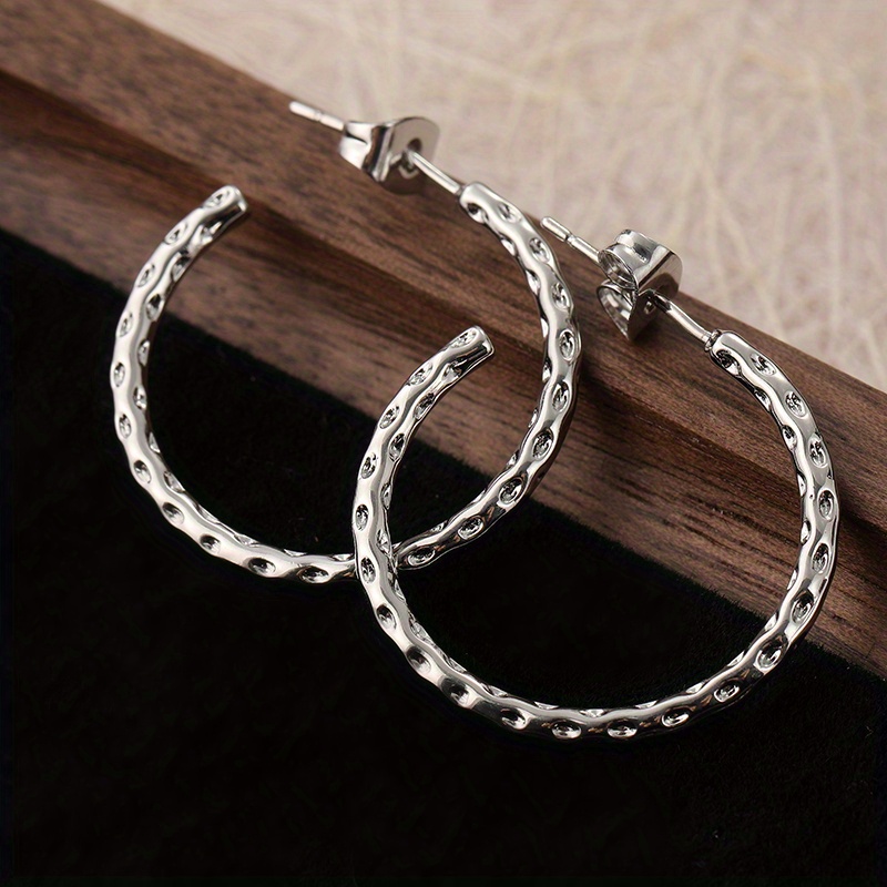 Hammered Hoop Post Earrings